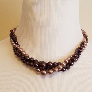 3 Tier Chocolate Pearl Fashion Necklace